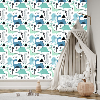 Wallpaper Blue Dinosaurs