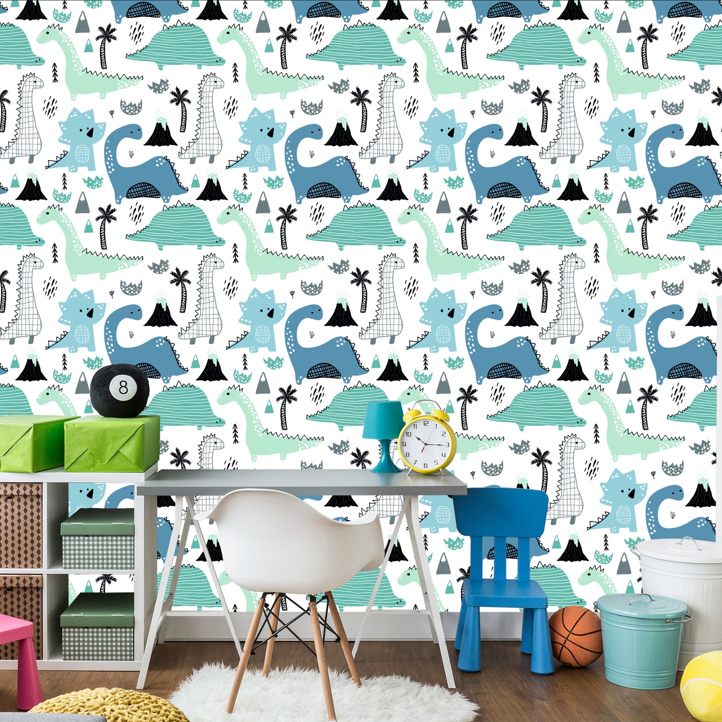 Wallpaper Blue Dinosaurs