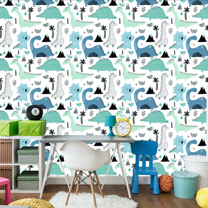 Wallpaper Blue Dinosaurs