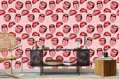 Wallpaper Mouth In Pop Art Style