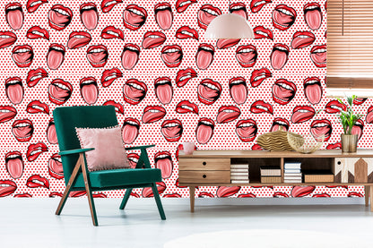 Wallpaper Mouth In Pop Art Style