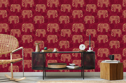 Wallpaper Oriental Style Elephants