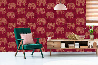 Wallpaper Oriental Style Elephants