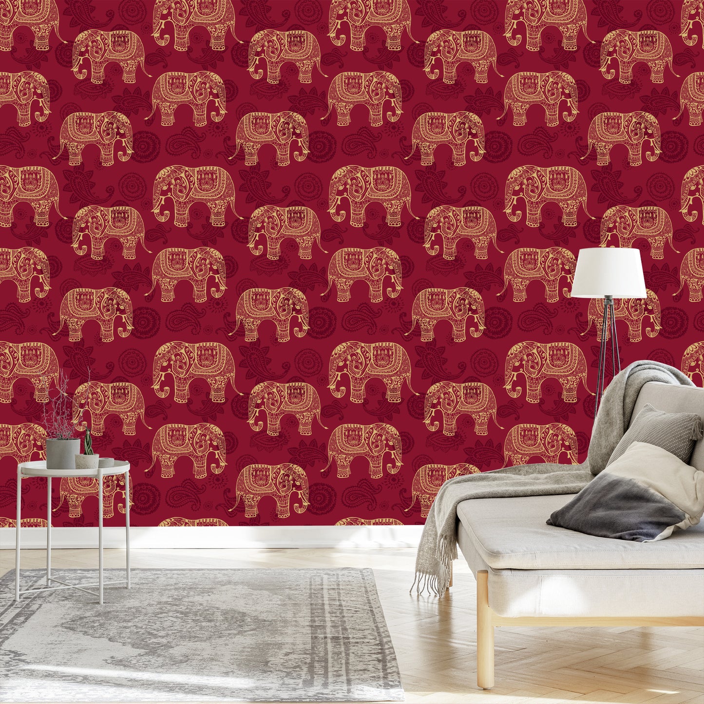 Wallpaper Oriental Style Elephants