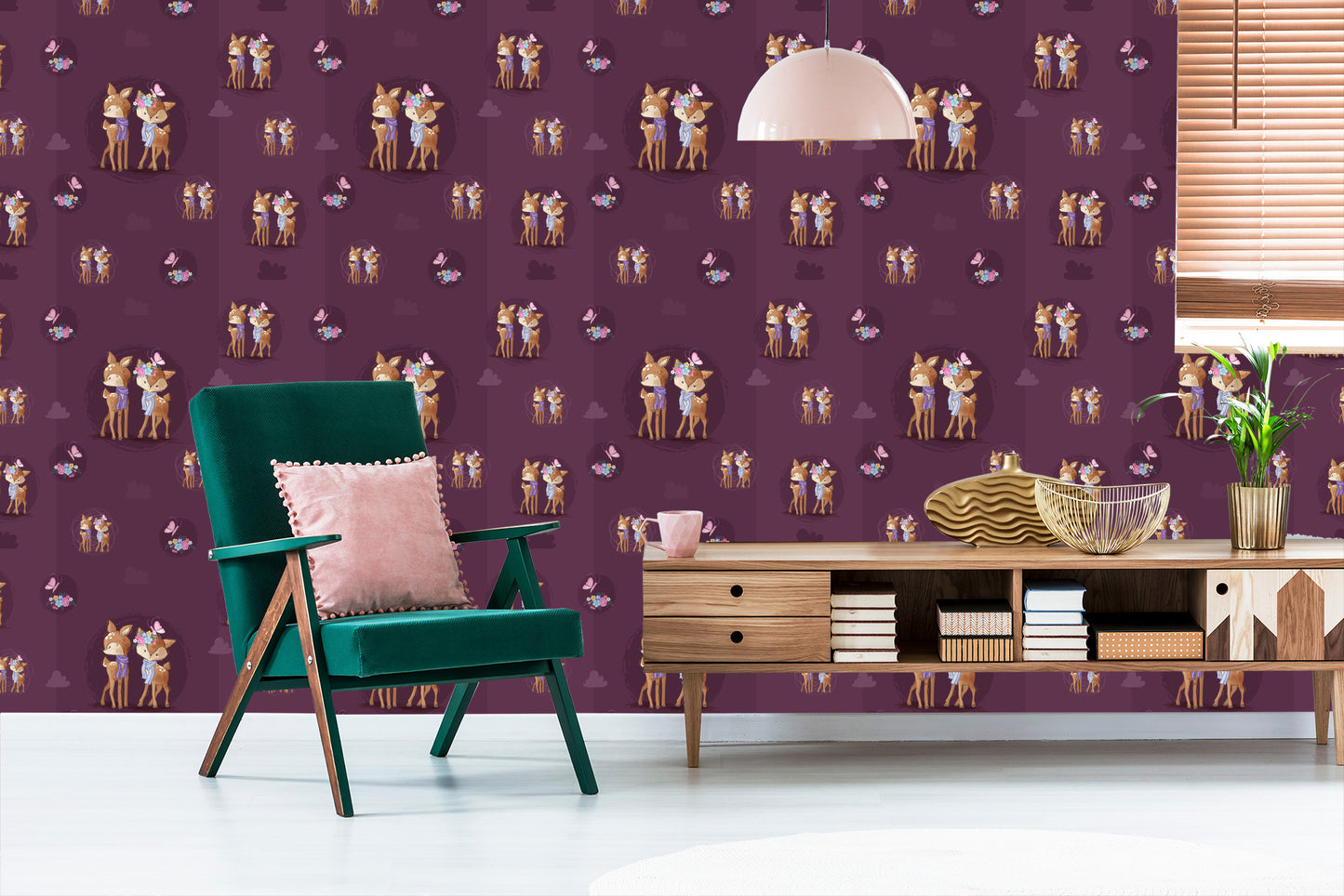 Wallpaper Deer With Flowers