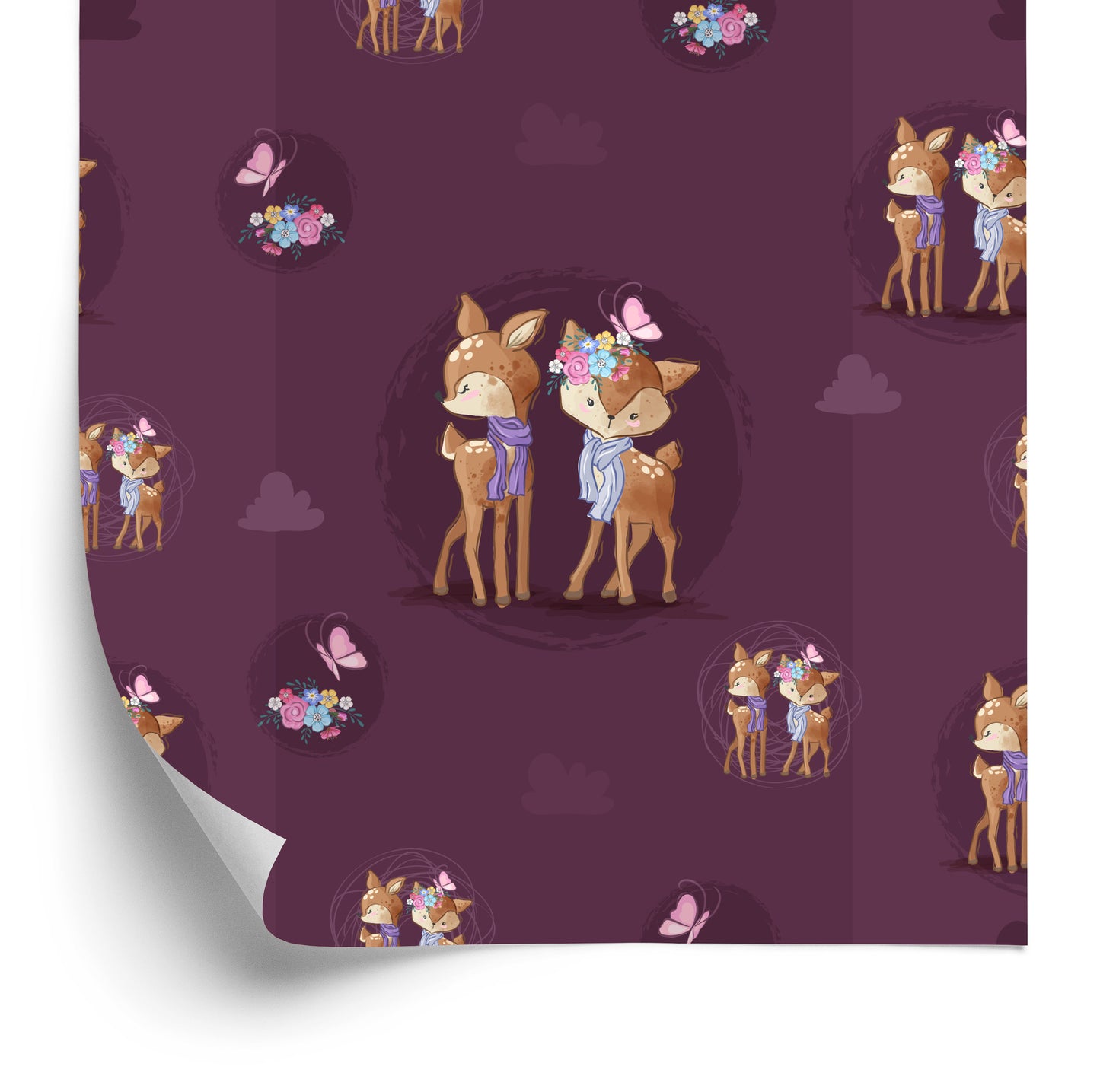 Wallpaper Deer With Flowers