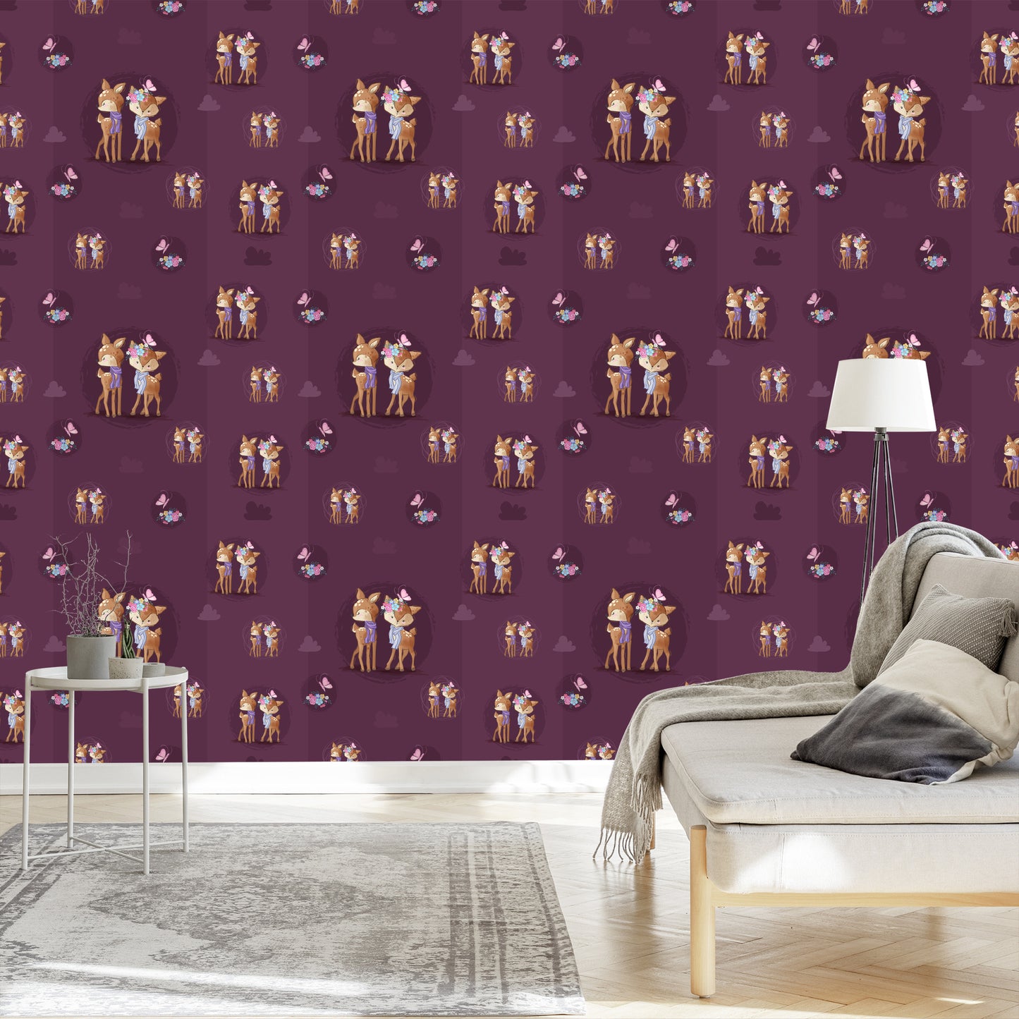 Wallpaper Deer With Flowers