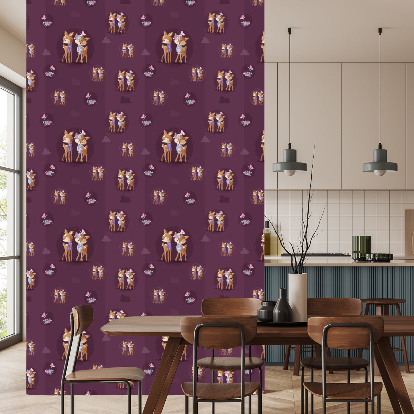 Wallpaper Deer With Flowers