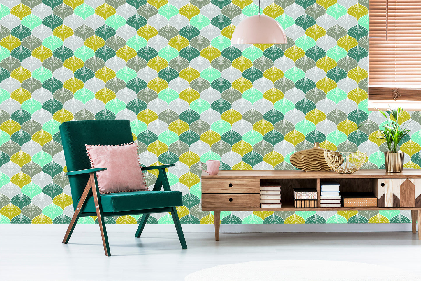 Wallpaper Colourful Oval Geometric Pattern