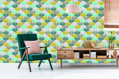 Wallpaper Colourful Oval Geometric Pattern
