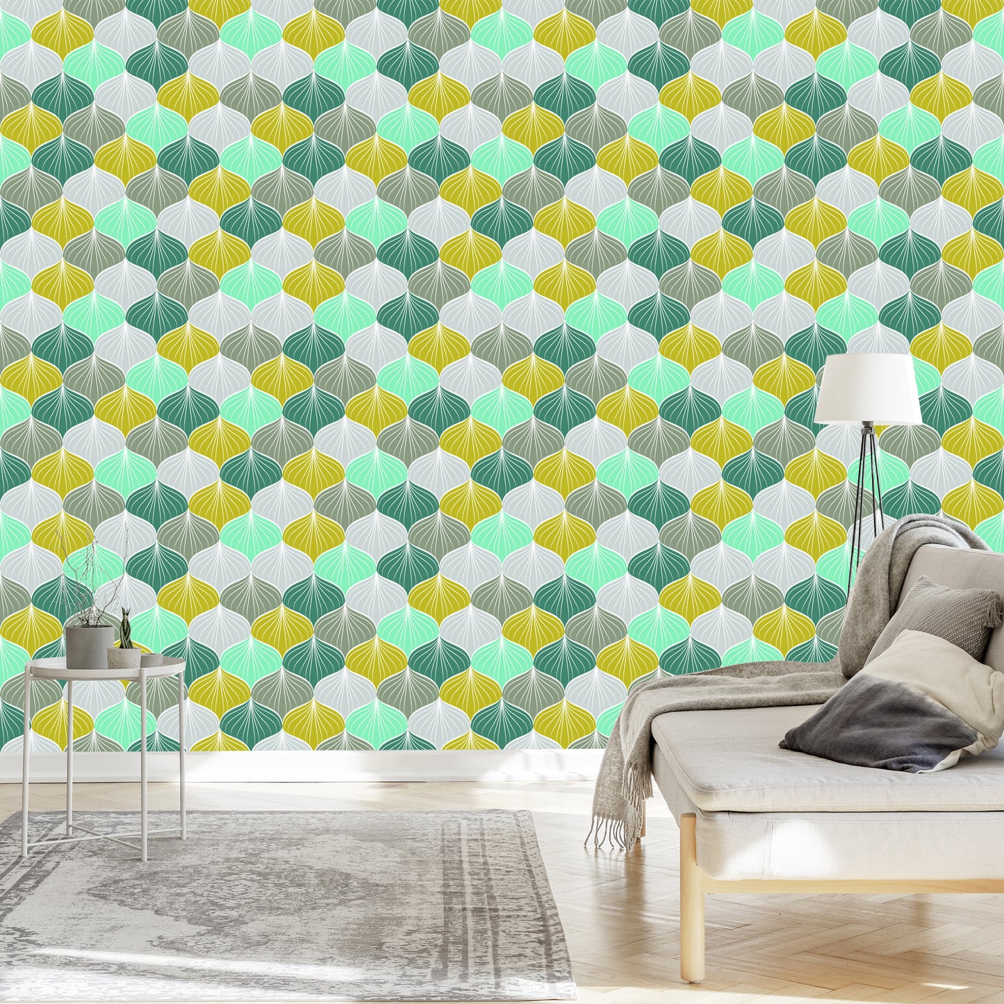 Wallpaper Colourful Oval Geometric Pattern