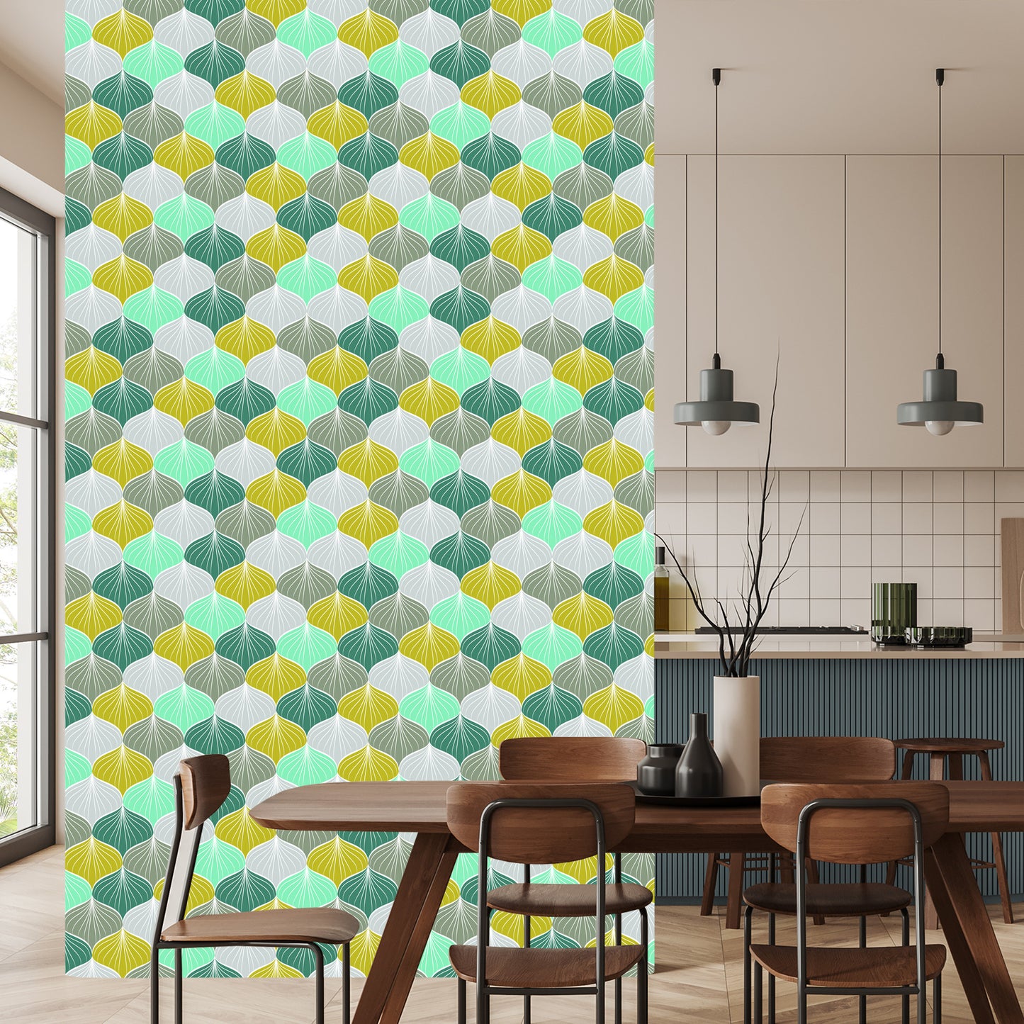 Wallpaper Colourful Oval Geometric Pattern