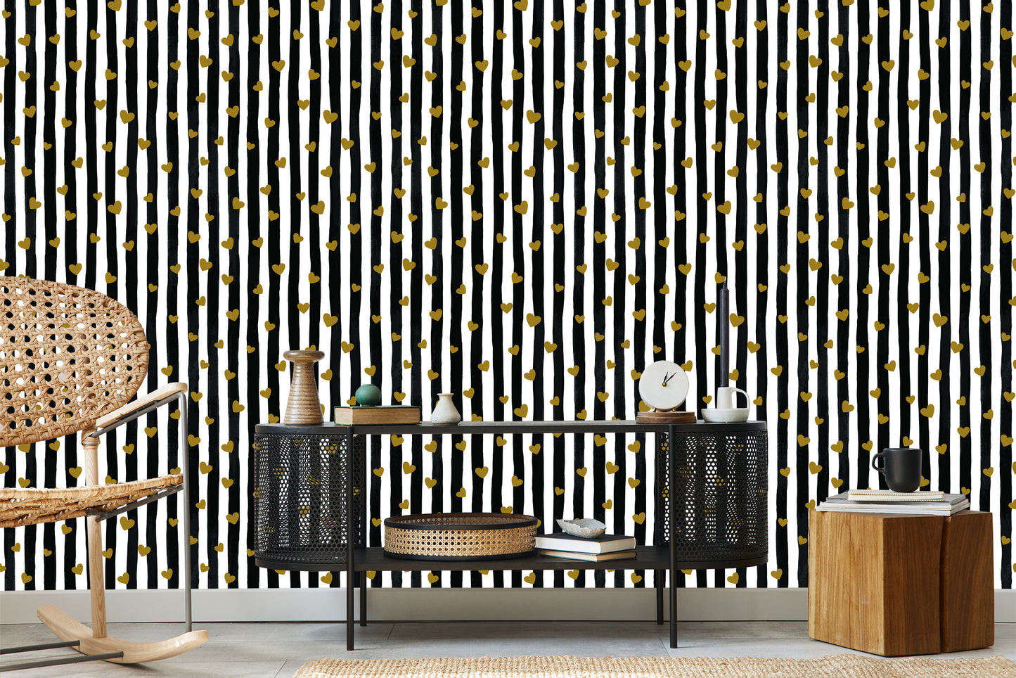 Wallpaper Striped Hearts