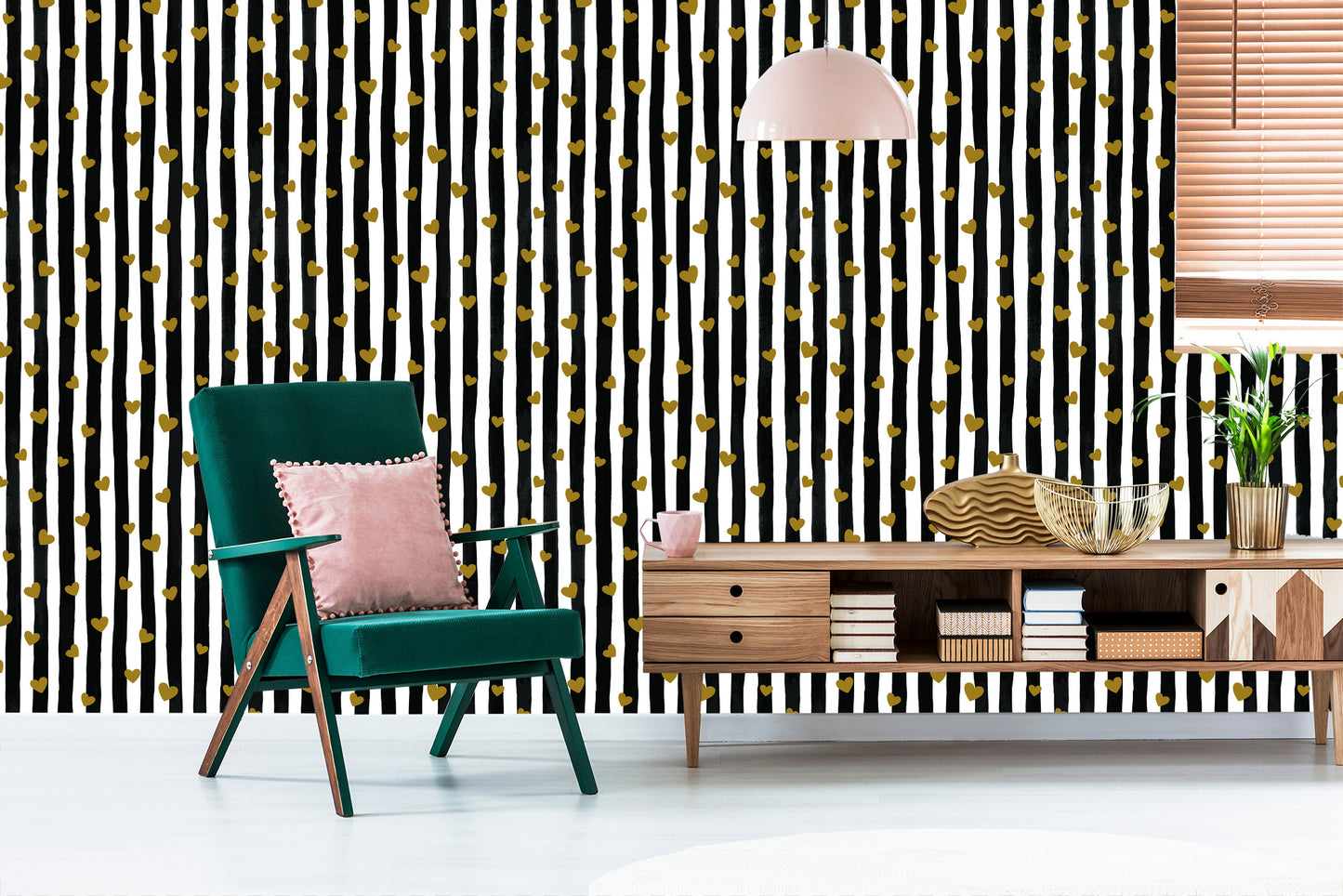Wallpaper Striped Hearts