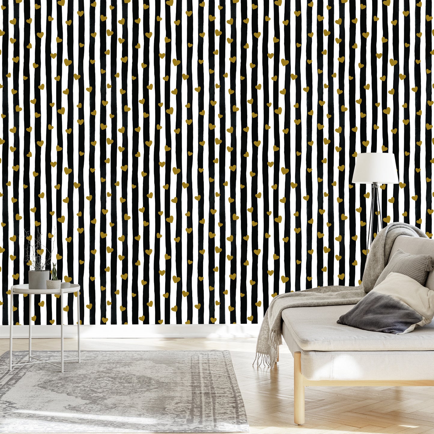 Wallpaper Striped Hearts