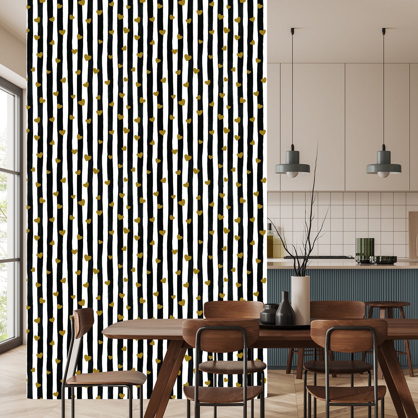 Wallpaper Striped Hearts