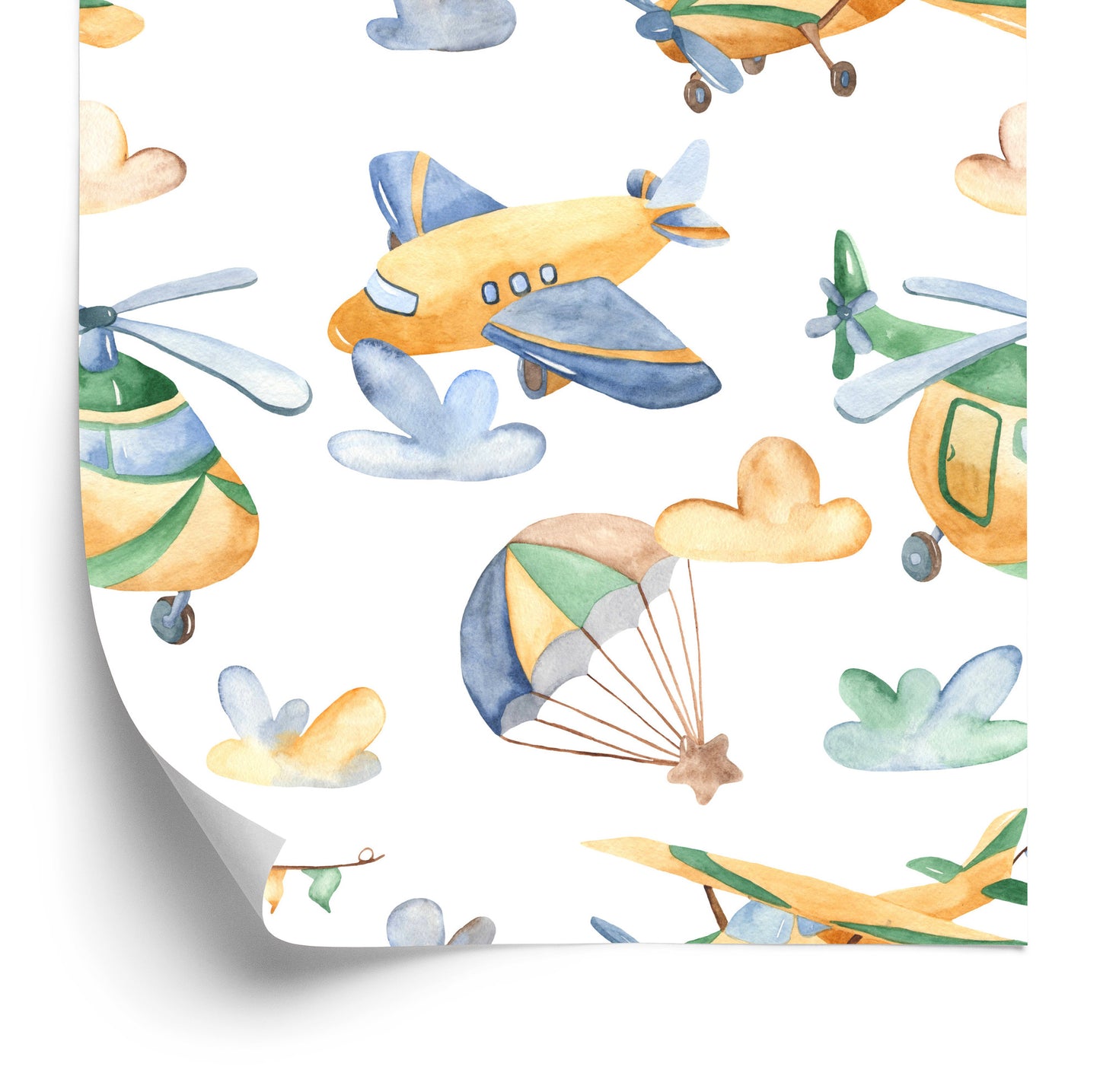 Wallpaper Painted Airplanes And Helicopters