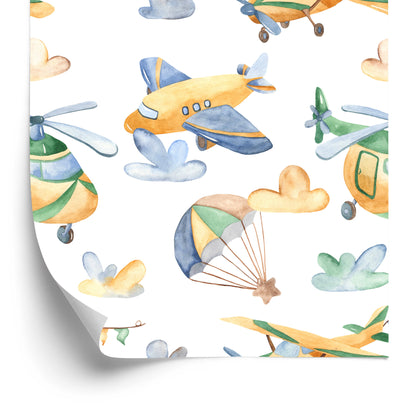Wallpaper Painted Airplanes And Helicopters