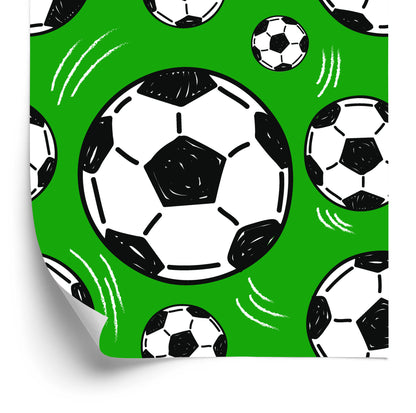 Wallpaper Footballs On Green Background