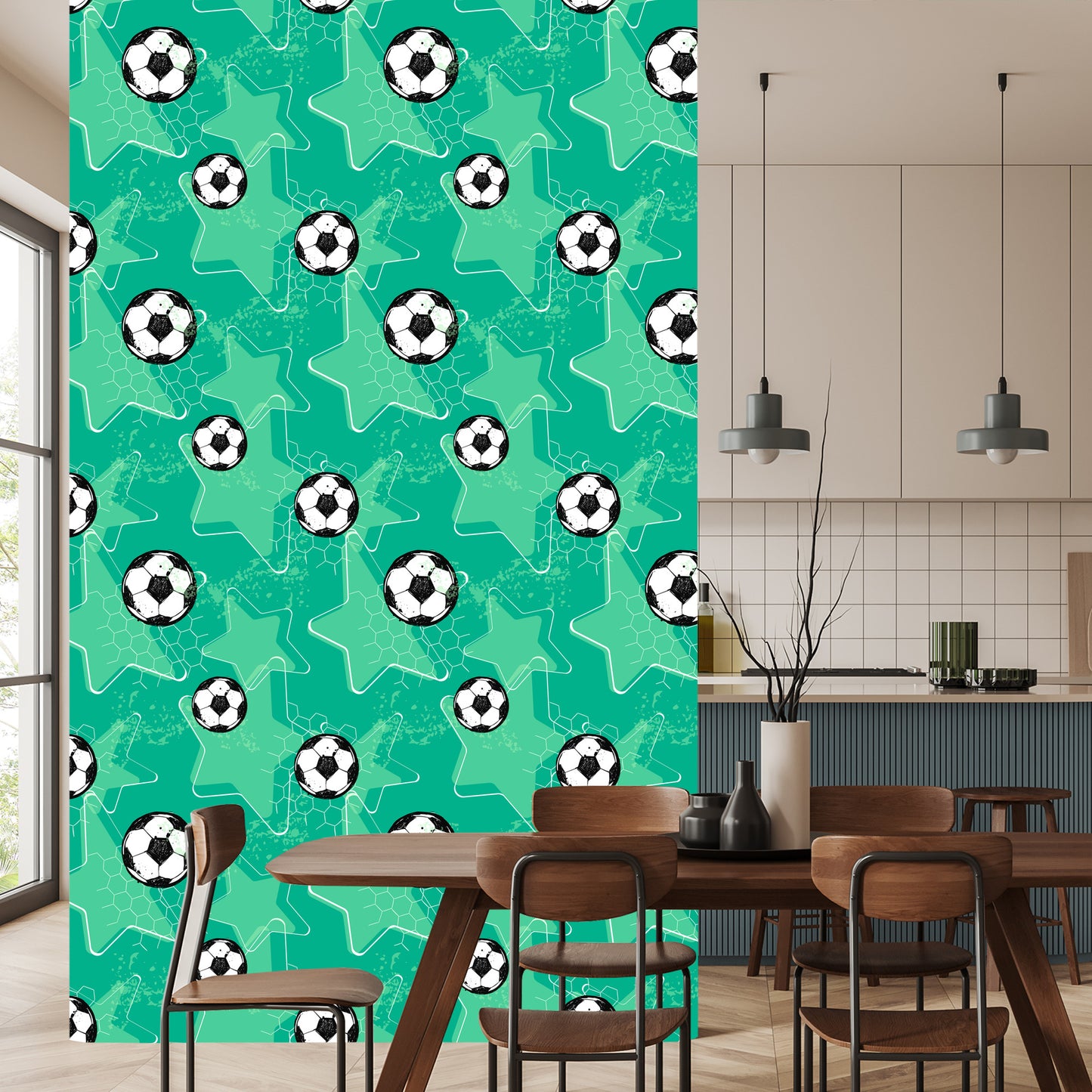 Wallpaper Footballs On Starry Background