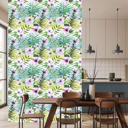 Wallpaper Hibiscus Orchid And Palm Leaves