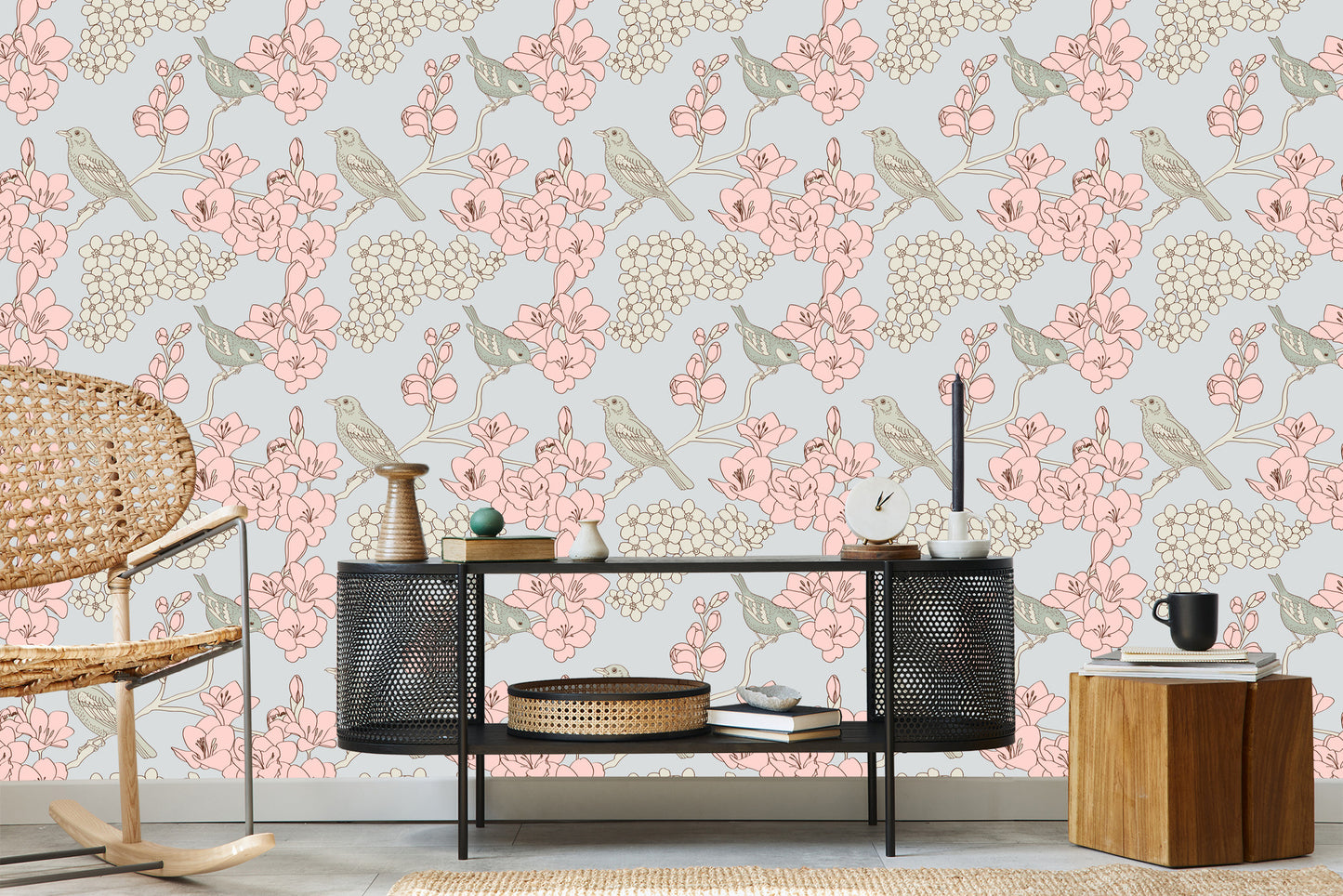 Wallpaper Birds With Flowers