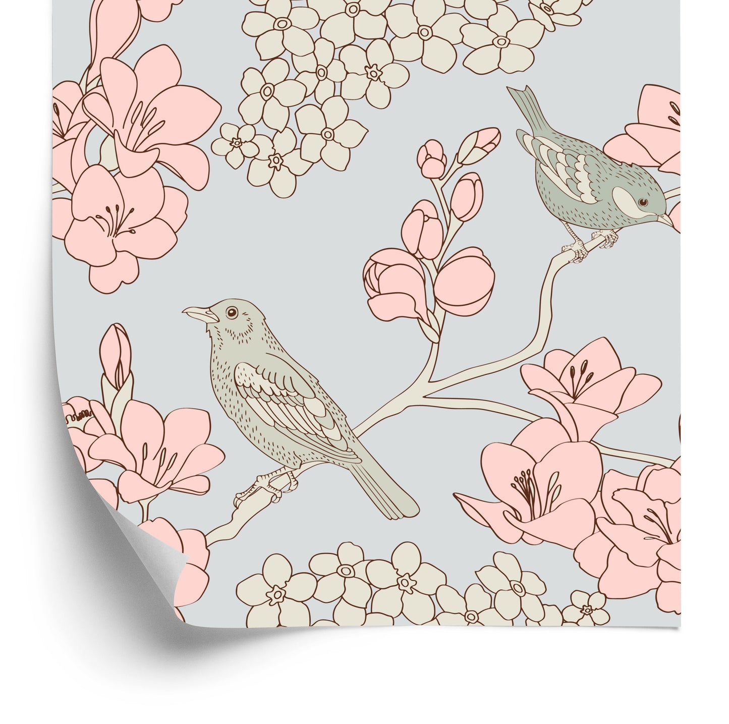 Wallpaper Birds With Flowers