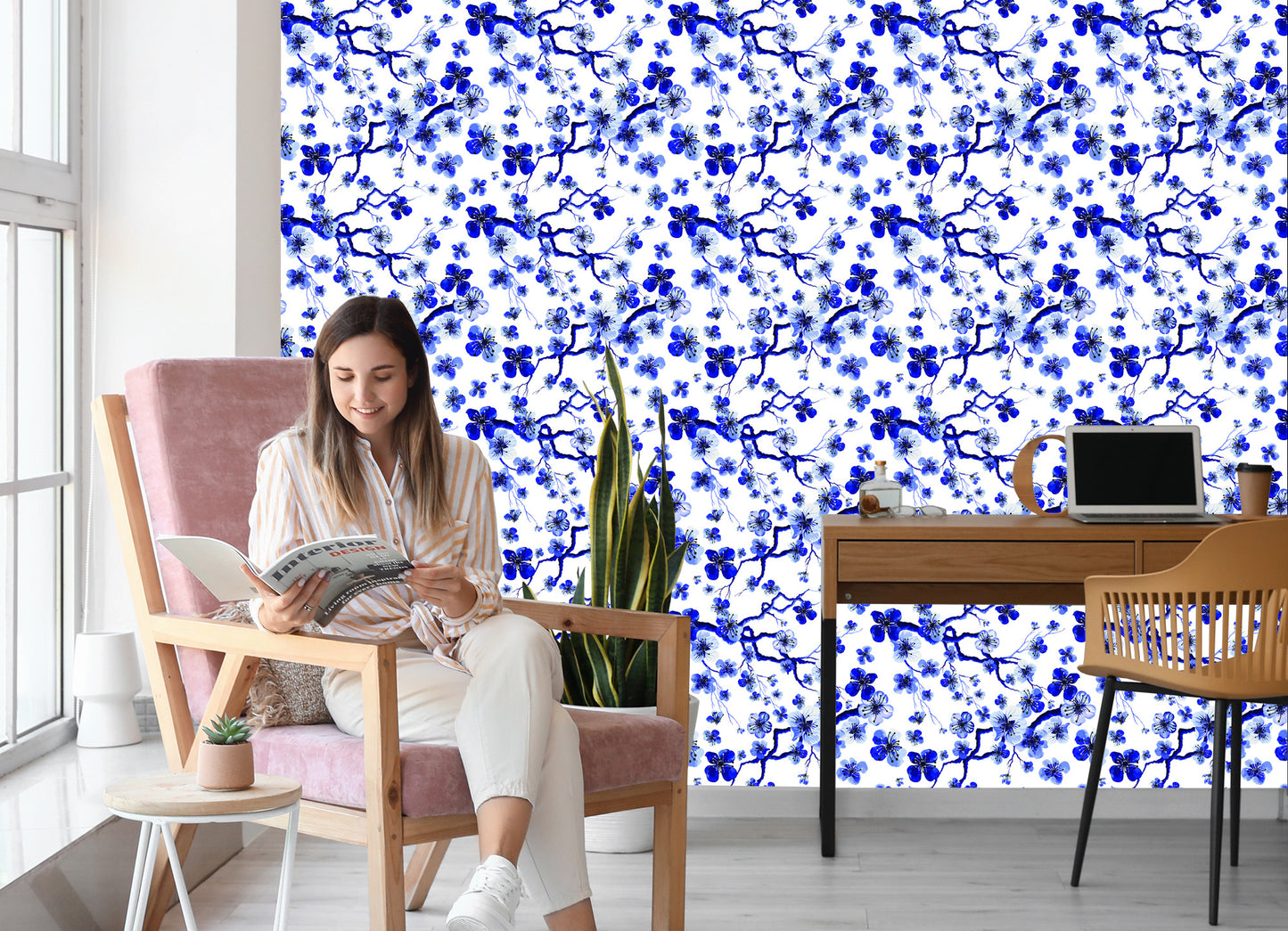Wallpaper For The Bedroom Cherry Blossoms Twigs Plants 3D