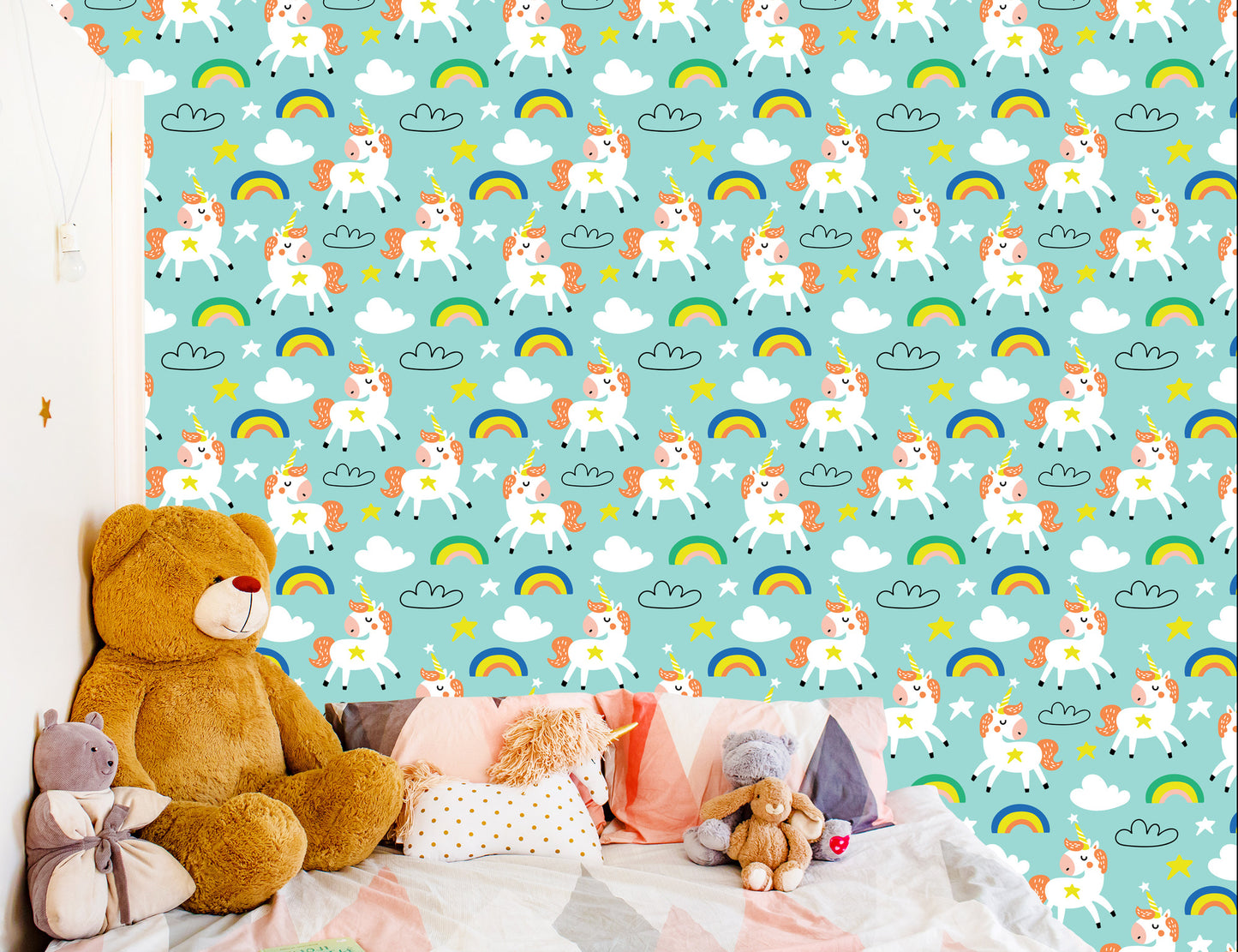 Wallpaper For Children - Sleeping Unicorns - Scandinavian Style