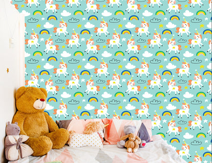 Wallpaper For Children - Sleeping Unicorns - Scandinavian Style