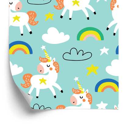 Wallpaper For Children - Sleeping Unicorns - Scandinavian Style
