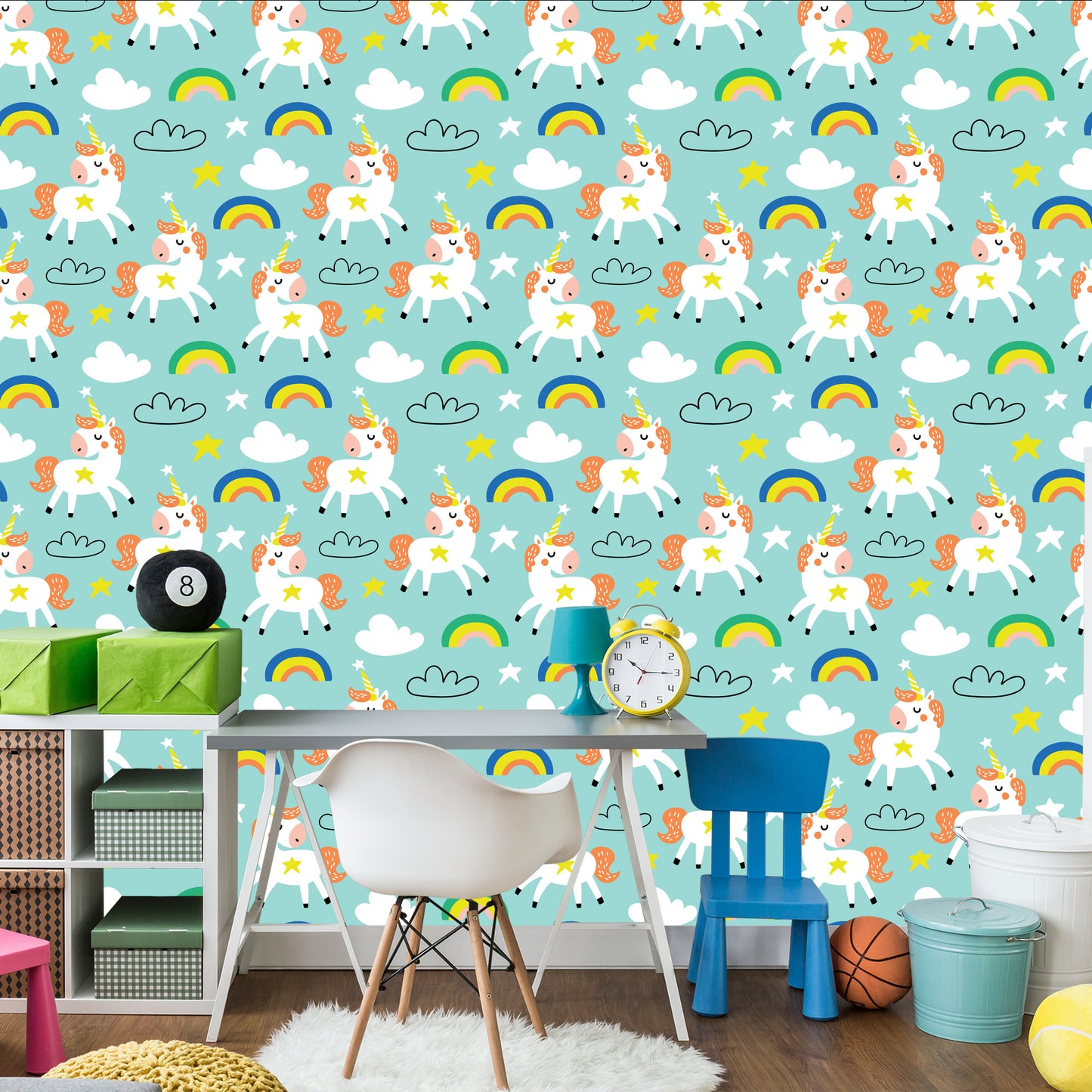 Wallpaper For Children - Sleeping Unicorns - Scandinavian Style