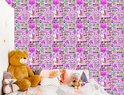 Wallpaper For Children - Animals, Fruits And Rainbow