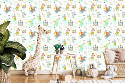 Wallpaper Fairy-Tale For A Boy Knights Dragons