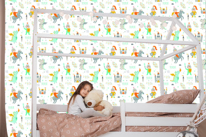Wallpaper Fairy-Tale For A Boy Knights Dragons