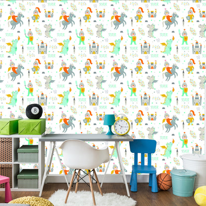 Wallpaper Fairy-Tale For A Boy Knights Dragons