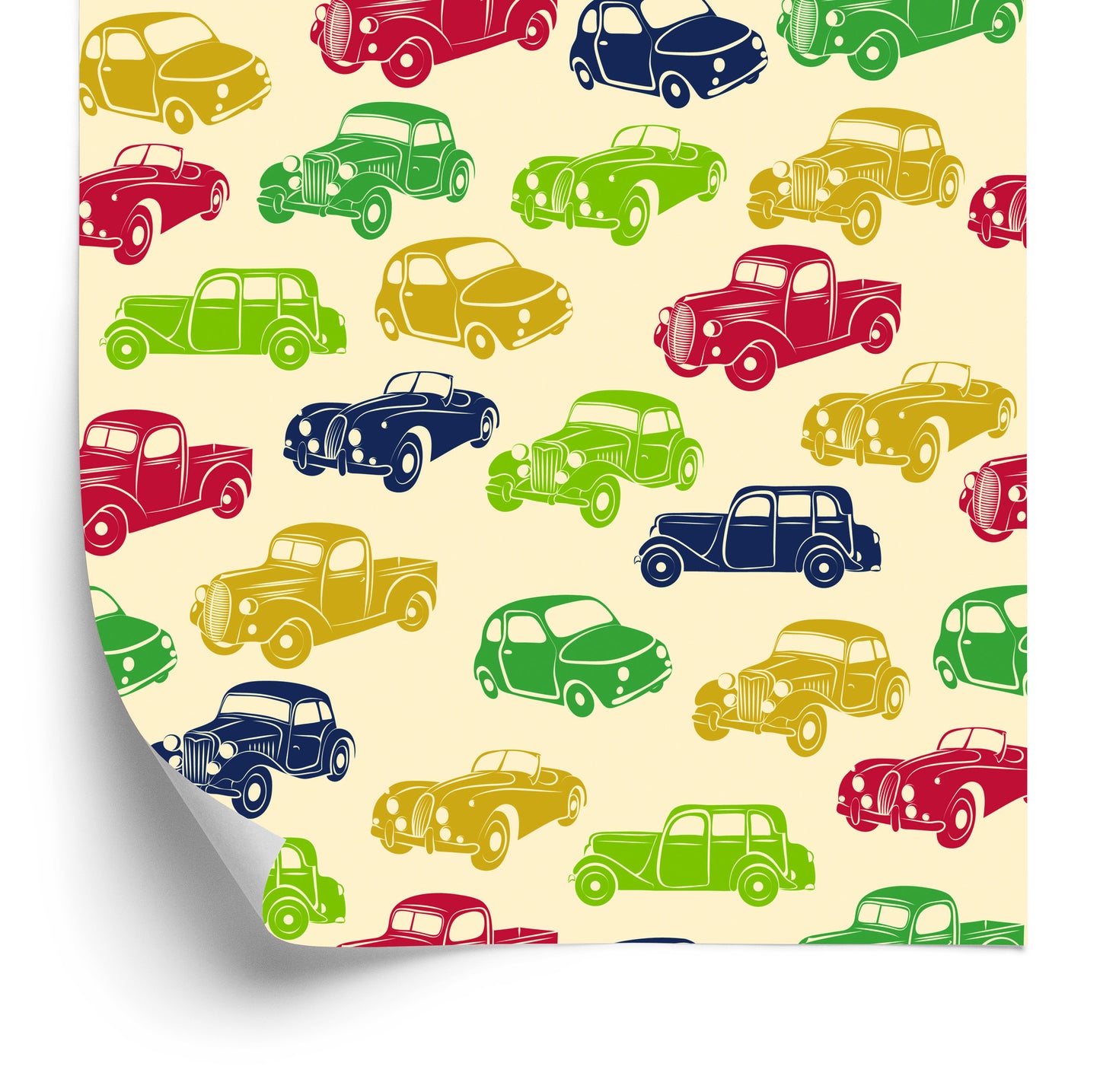 Wallpaper For Children - Colorful Cars In Retro Style