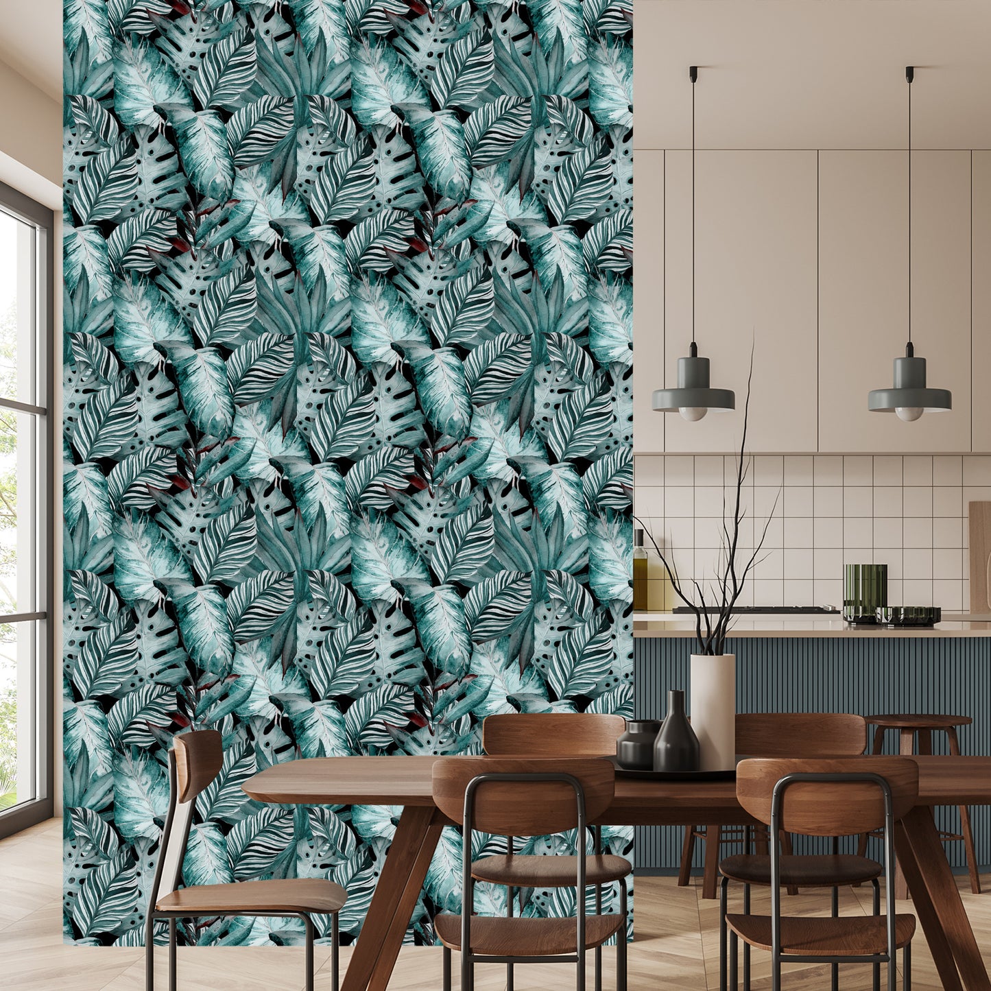 Wallpaper Leaves In Shades Of Green