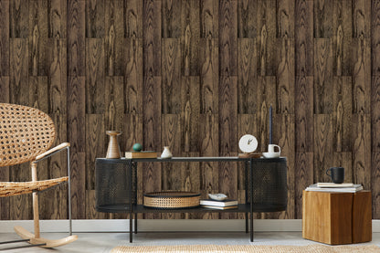 Wallpaper Dark Vertical Wooden Planks