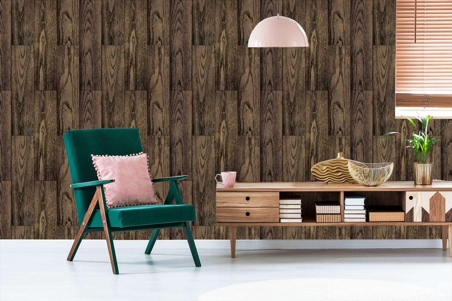 Wallpaper Dark Vertical Wooden Planks
