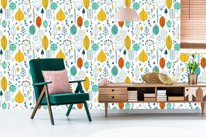 Wallpaper Leaves Scandinavian Style For Baby's Room