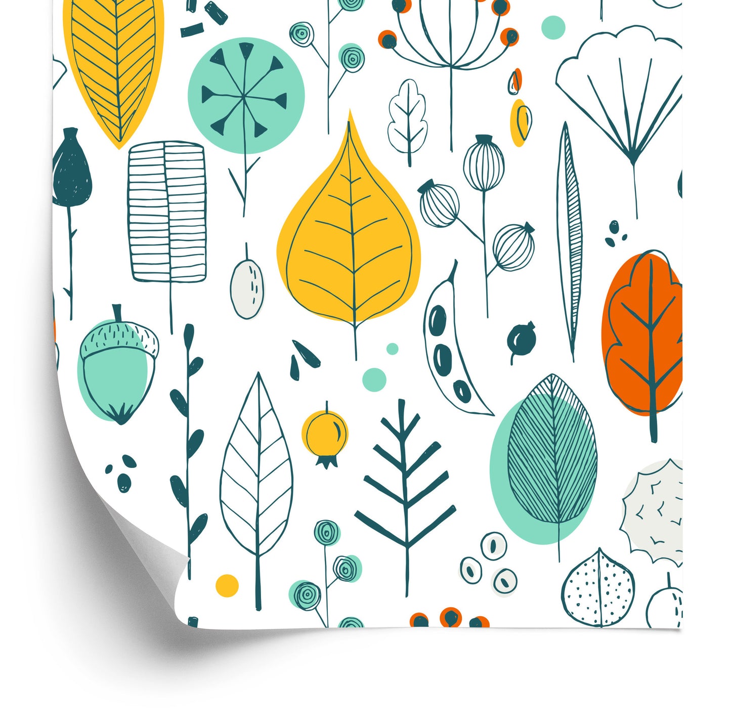 Wallpaper Leaves Scandinavian Style For Baby's Room