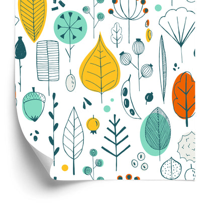 Wallpaper Leaves Scandinavian Style For Baby's Room