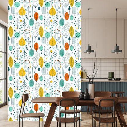 Wallpaper Leaves Scandinavian Style For Baby's Room