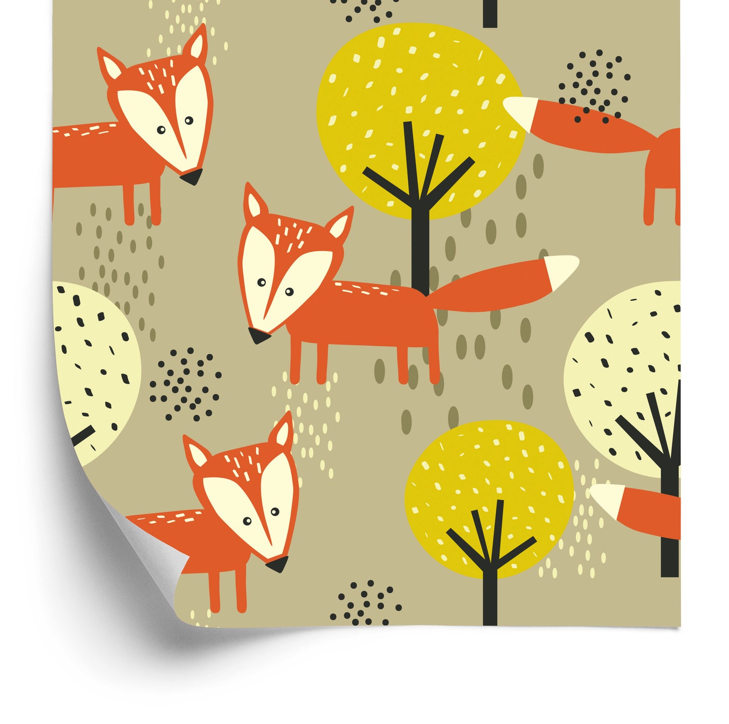 Wallpaper Minimalist Foxes And Trees