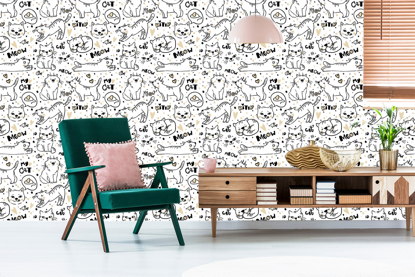 Wallpaper For Children - Kittens, Mice And Fish