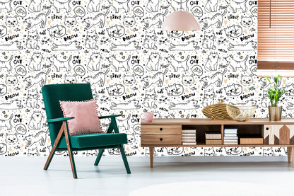 Wallpaper For Children - Kittens, Mice And Fish
