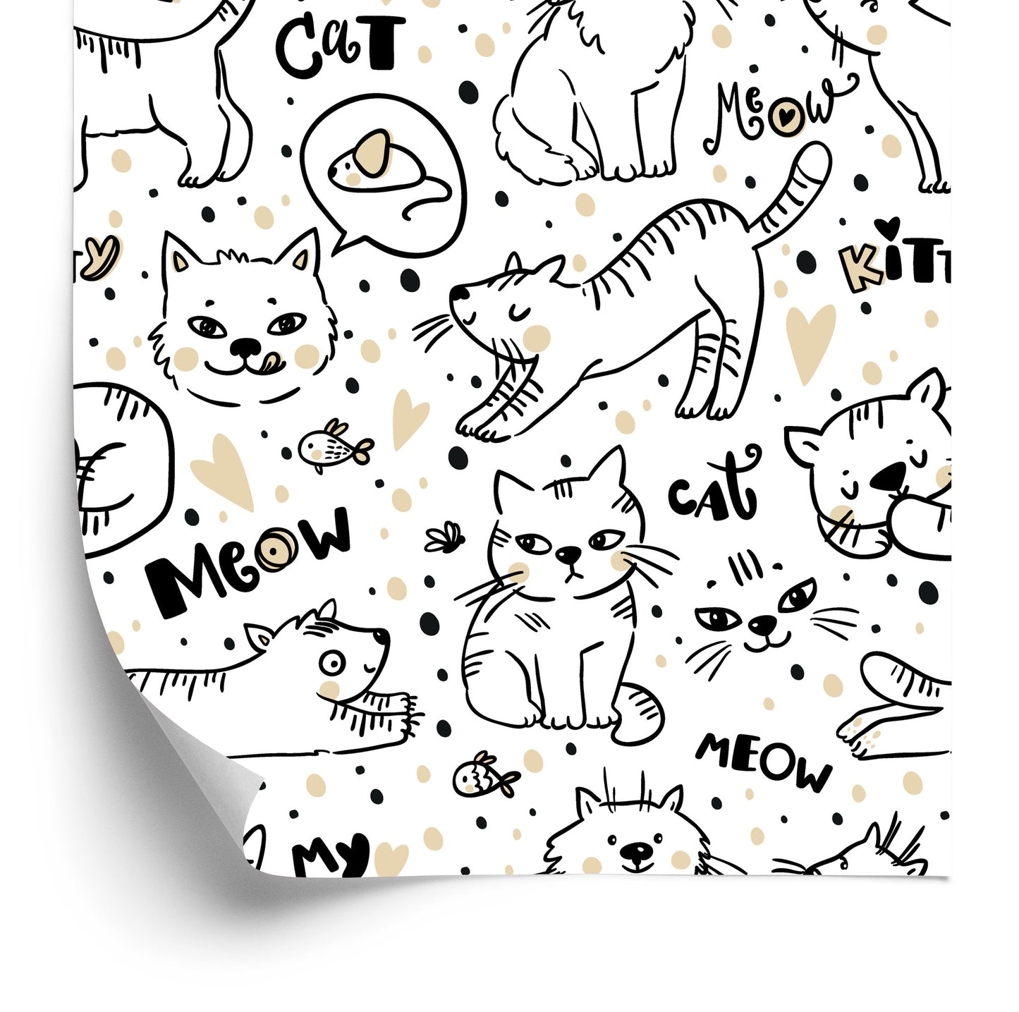 Wallpaper For Children - Kittens, Mice And Fish