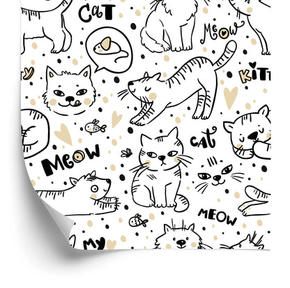 Wallpaper For Children - Kittens, Mice And Fish
