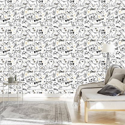 Wallpaper For Children - Kittens, Mice And Fish